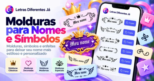 Exemplos de molduras e símbolos decorativos para nomes