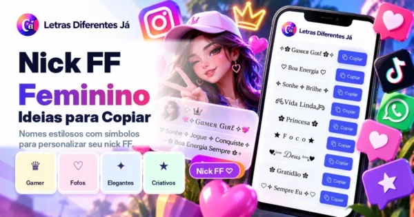 Ideias de nick feminino para Free Fire com letras e símbolos personalizados