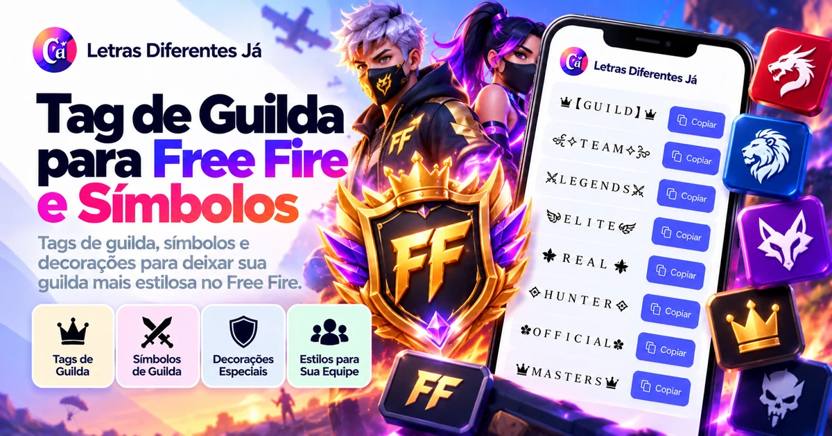 nick ff tag de guilda simbolos