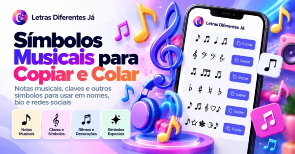 Símbolos musicais como notas e claves para copiar e colar