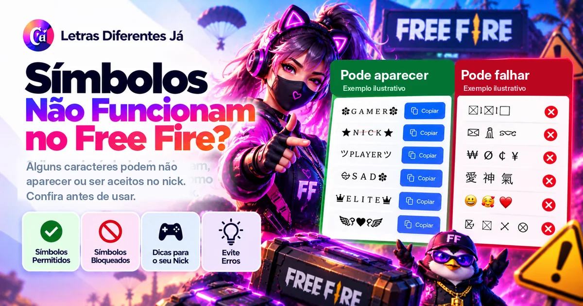 simbolos nao funcionam free fire